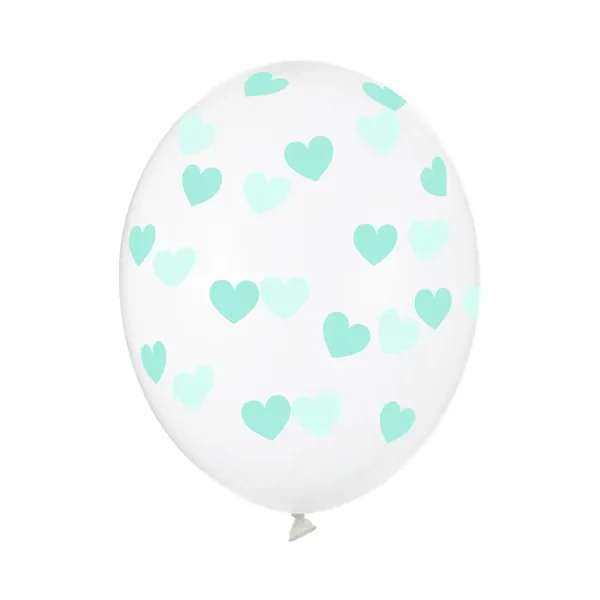 Latex balon sa tiskom - Prozirni sa svijetlo plavim srcima