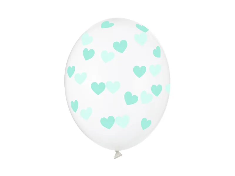 Latex balon sa tiskom - Prozirni sa svijetlo plavim srcima