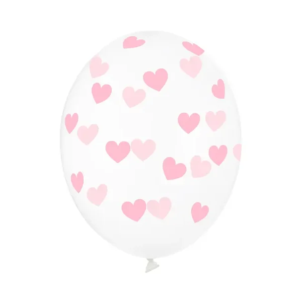 Latex balon sa tiskom - Prozirni sa svijetlo rozim srcima