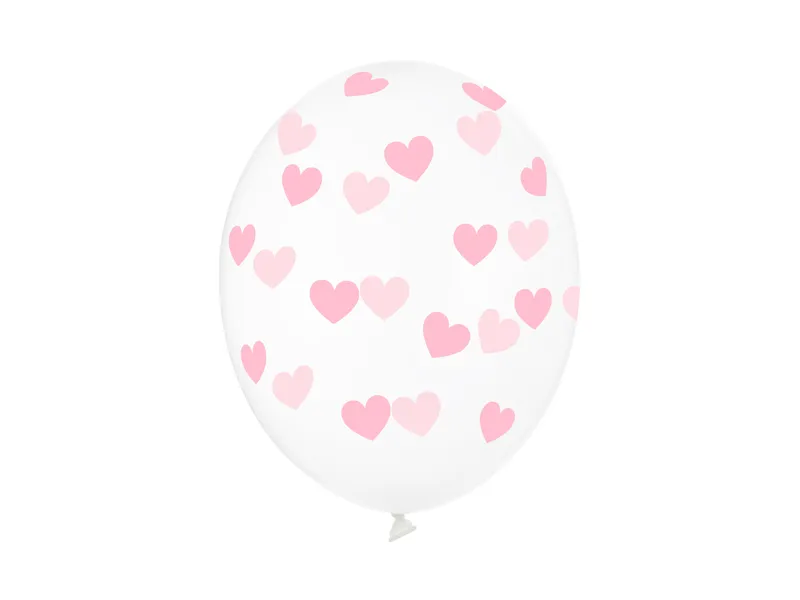Latex balon sa tiskom - Prozirni sa svijetlo rozim srcima