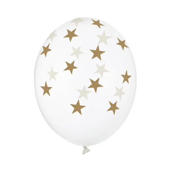 Latex balon sa tiskom - Prozirni sa zlatnim zvjezdicama