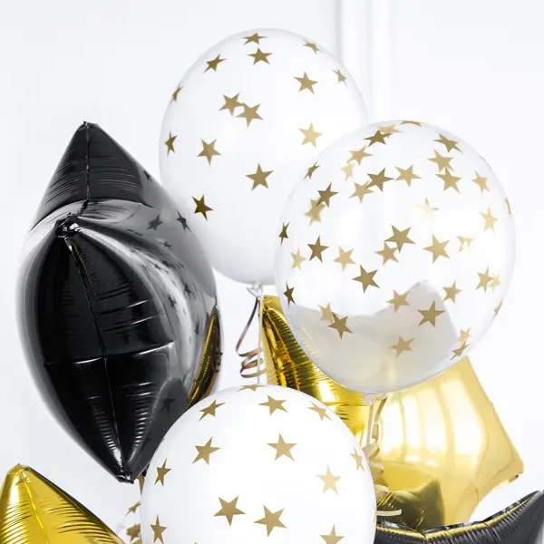 Alternative view of Latex balon sa tiskom - Prozirni sa zlatnim zvjezdicama
