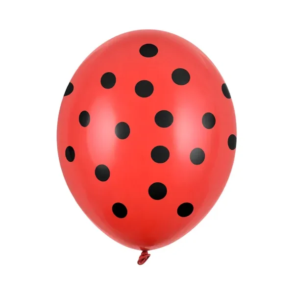 Latex balon sa tiskom - Crveni sa crnim točkicama