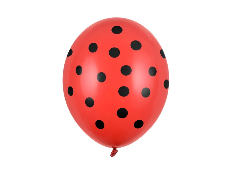 Latex balon sa tiskom - Crveni sa crnim točkicama