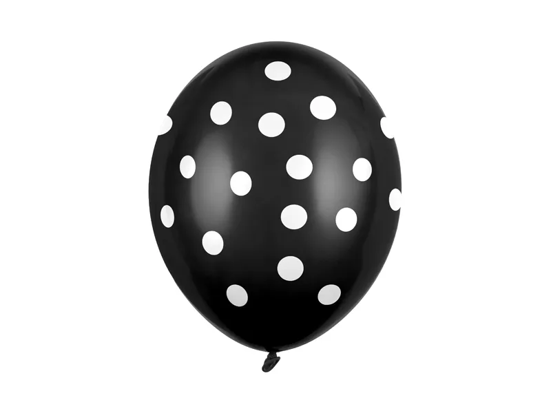 Latex balon sa tiskom - Crni sa bijelim točkicama