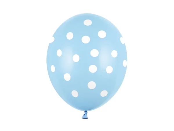 Latex balon sa tiskom - Svijetlo plavi sa bijelim točkicama
