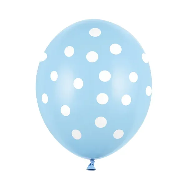 Latex balon sa tiskom - Svijetlo plavi sa bijelim točkicama