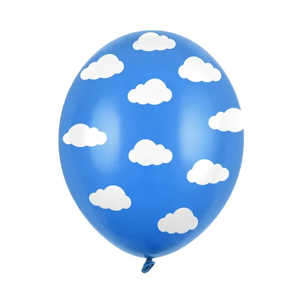 Latex balon sa tiskom - Tamno plavi sa bijelim oblacima