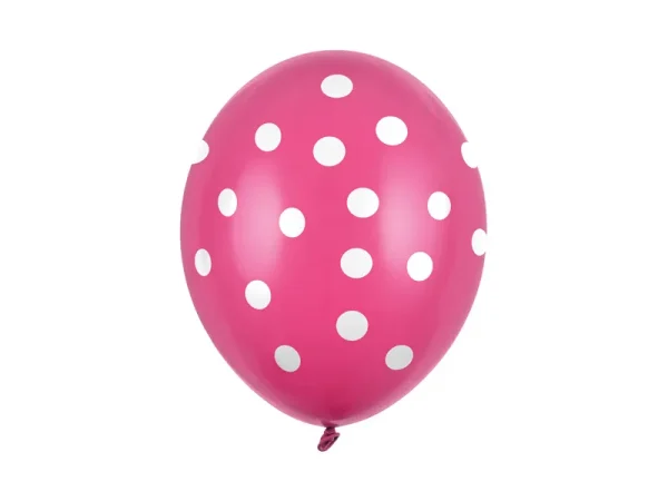 Latex balon sa tiskom - Tamno rozi sa bijelim točkicama