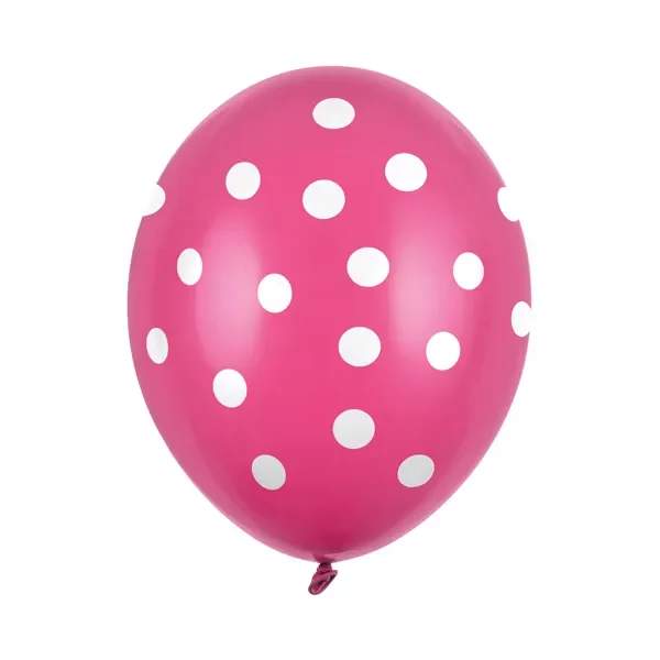 Latex balon sa tiskom - Tamno rozi sa bijelim točkicama
