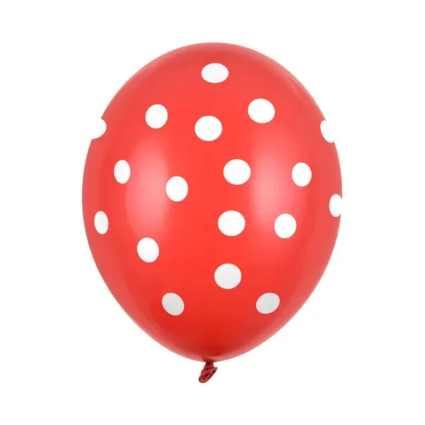 Latex balon sa tiskom - Crveni sa bijelim točkicama