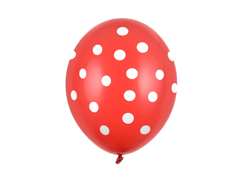 Latex balon sa tiskom - Crveni sa bijelim točkicama