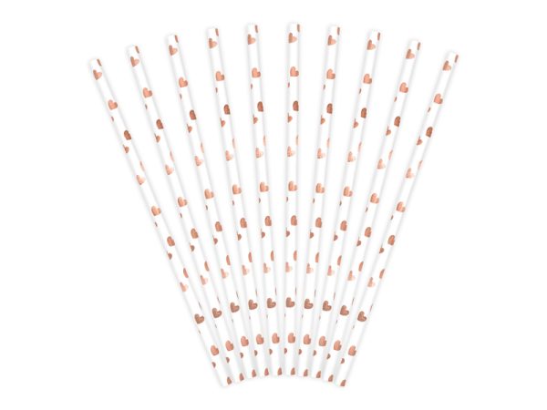 Papirnate slamke - rosegold srca