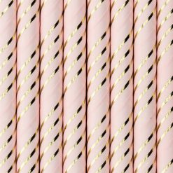 Alternative view of Papirnate slamke - roze sa zlatnim prugama