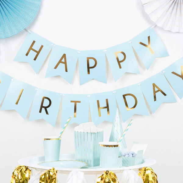 Natpis happy birthday - svijetlo plava