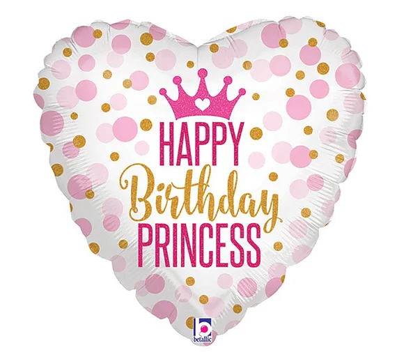 Folijski balon - Happy birthday princess srce