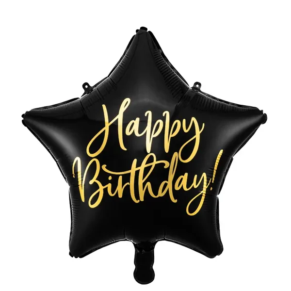 Folijski balon zvijezda happy birthday - Crna