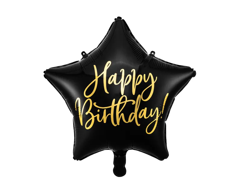 Folijski balon zvijezda happy birthday - Crna