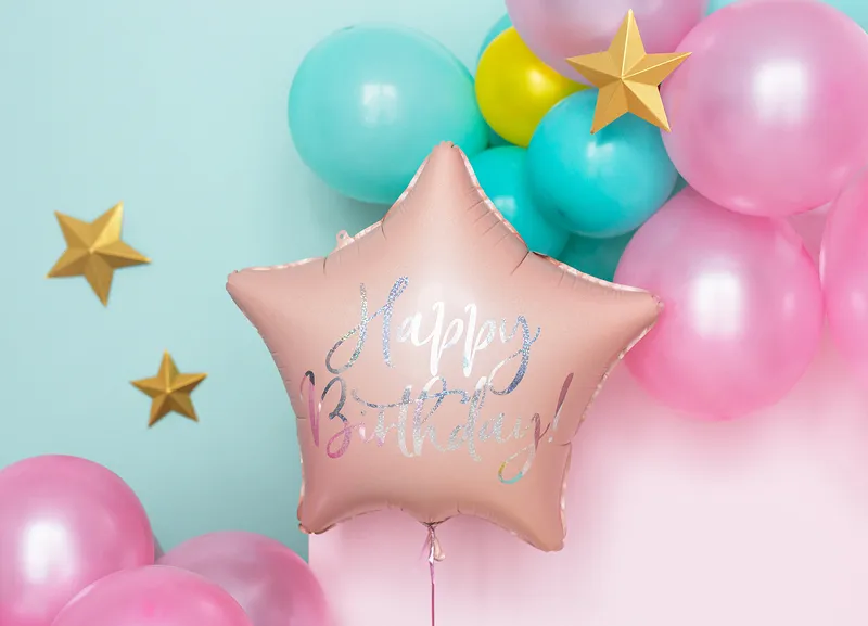 Folijski balon zvijezda happy birthday - Roza