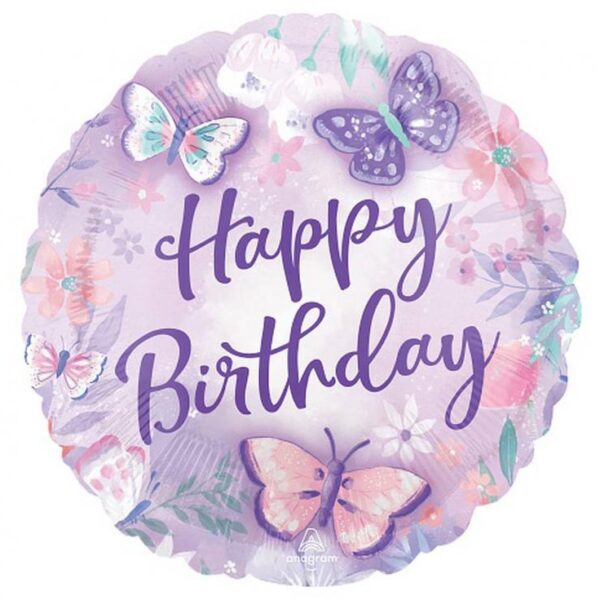 Folijski balon Happy birthday leptiri