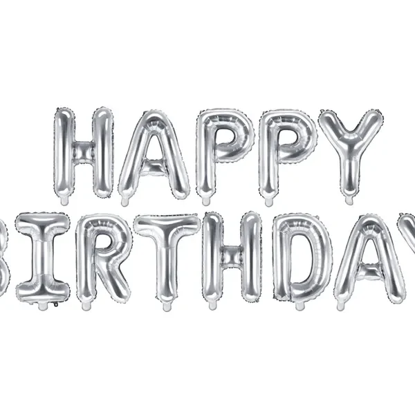 Natpis od balona happy birthday - Srebrna