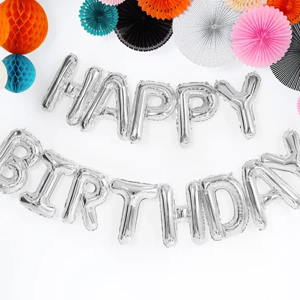 Alternative view of Natpis od balona happy birthday - Srebrna