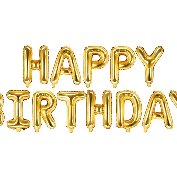Natpis od balona happy birthday - Zlatna