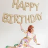 Natpis od balona happy birthday - Bež