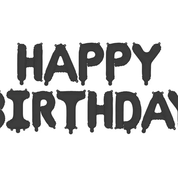 Natpis od balona happy birthday - Crna