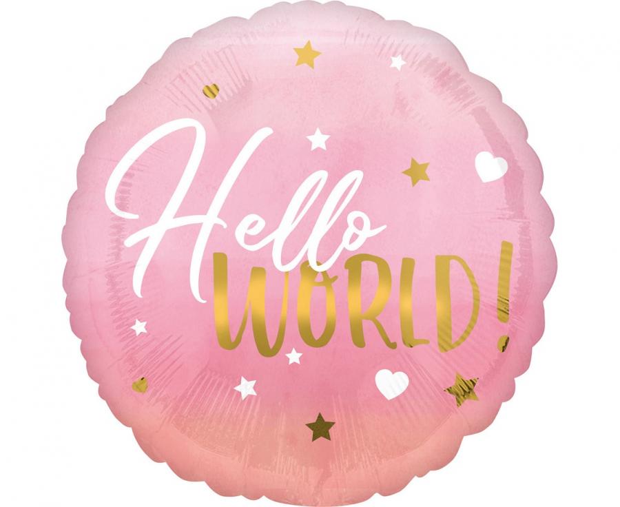 Folijski balon Hello world - rozi