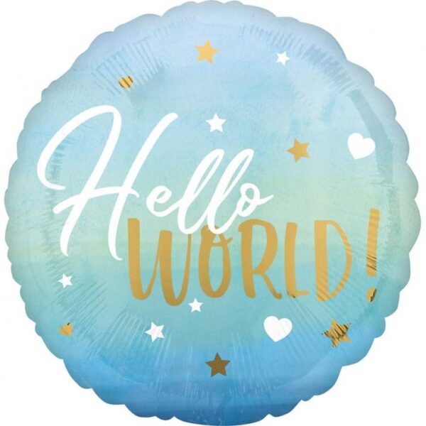 Folijski balon Hello world - plavi