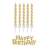 Svjećice za tortu - Zlatne + happy birthday 16/1