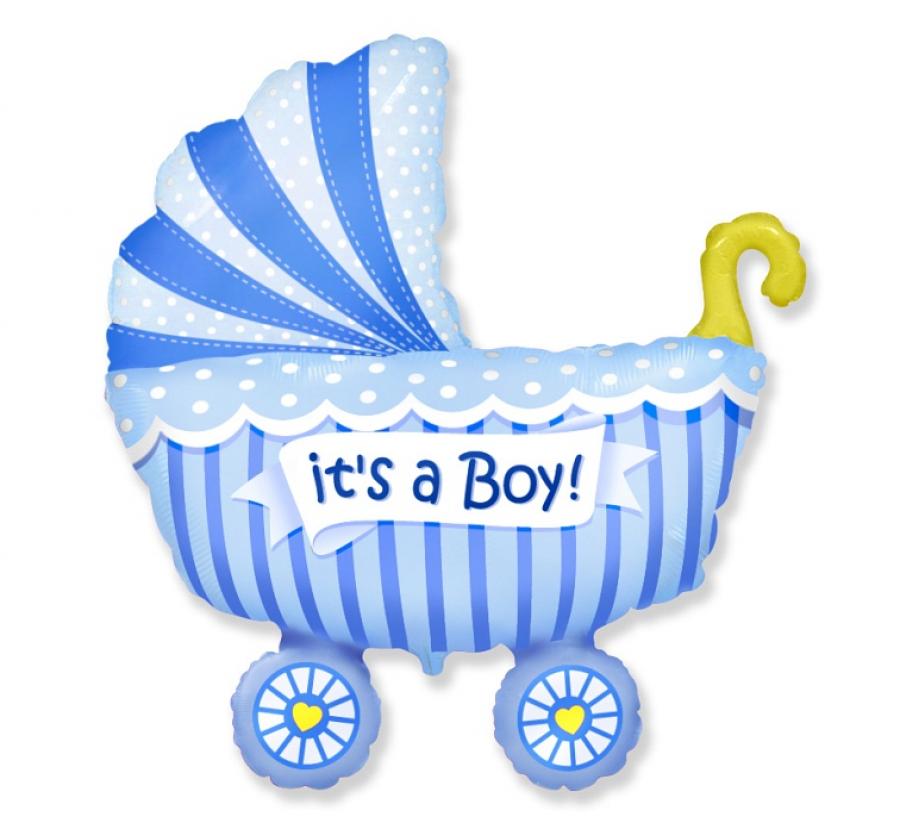 Folijski balon štapić, 14" - Plava kolica It's a boy