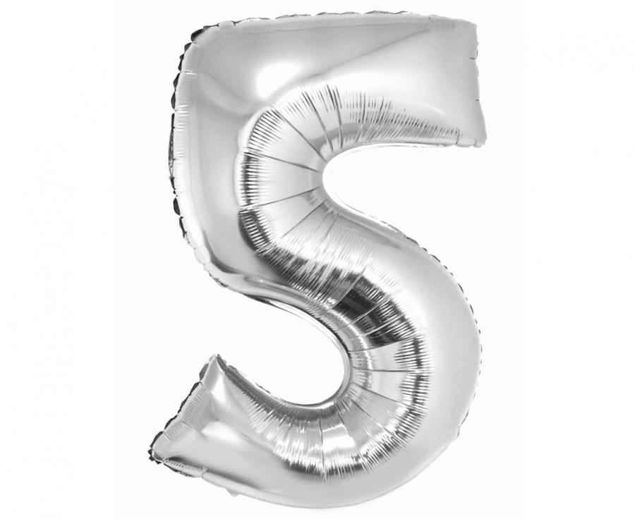 Folijski balon broj, Silver, 76 cm, 0-9