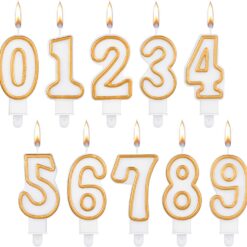 Svijeća za tortu - Bijela sa zlatnim rubom