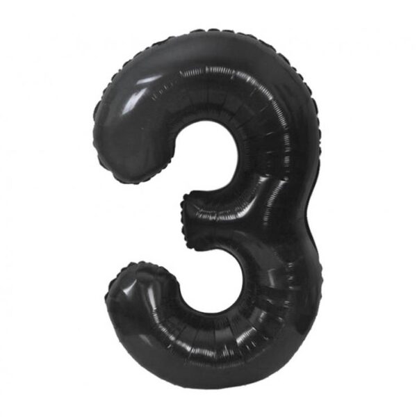 Folijski balon broj, Matt black, 85 cm, 0-9