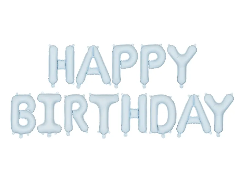 Natpis od balona happy birthday - Svijetlo plava