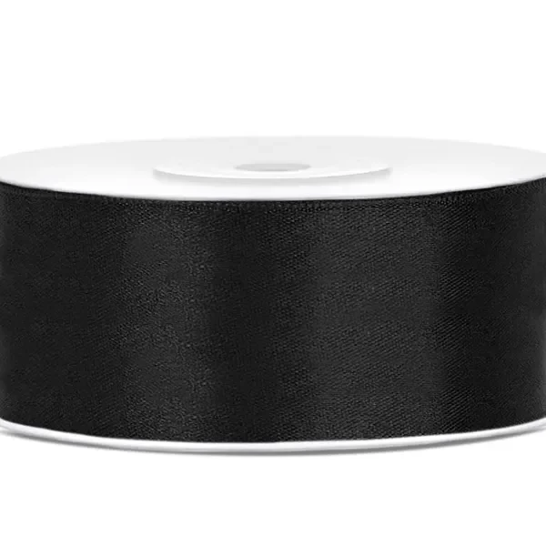 Saten traka 25mm / 25 m - Crna