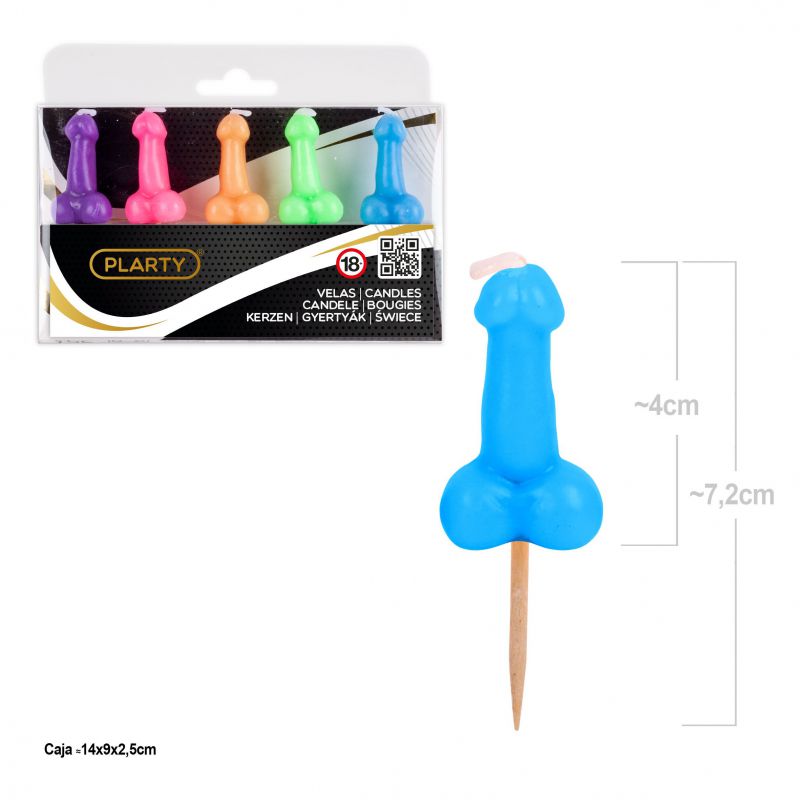 Svjećice za tortu, penis 5/1 šarene