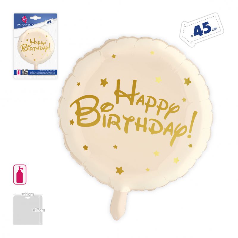 Folijski balon - Happy birthday bež
