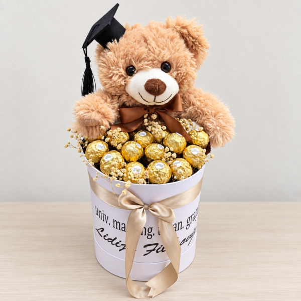 Personalizirani box za diplomu sa medvjedićem i Ferrero čokoladicama