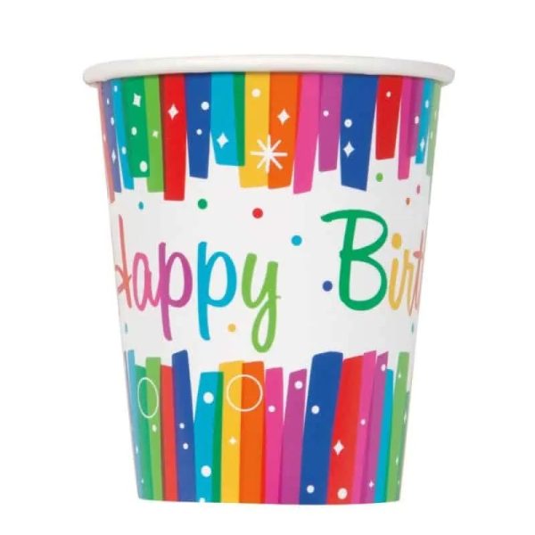 Papirnate čaše - Happy birthday Rainbow Ribbon