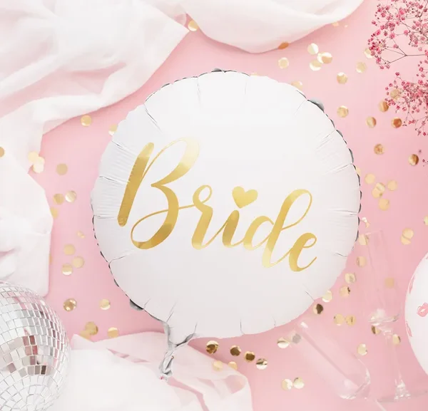 Folijski balon za djevojačku - Bride bijeli sa zlatnim